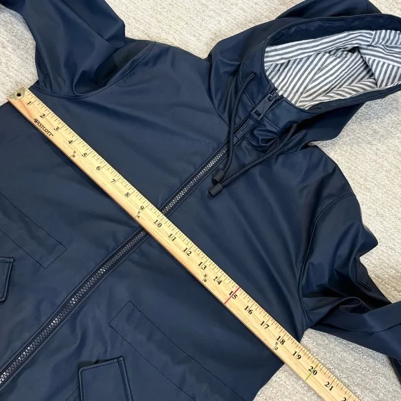Hollister Hooded Coated Raincoat Womens Size XS Navy Cargo Pocket Anorak Shell - Picture 9 of 12